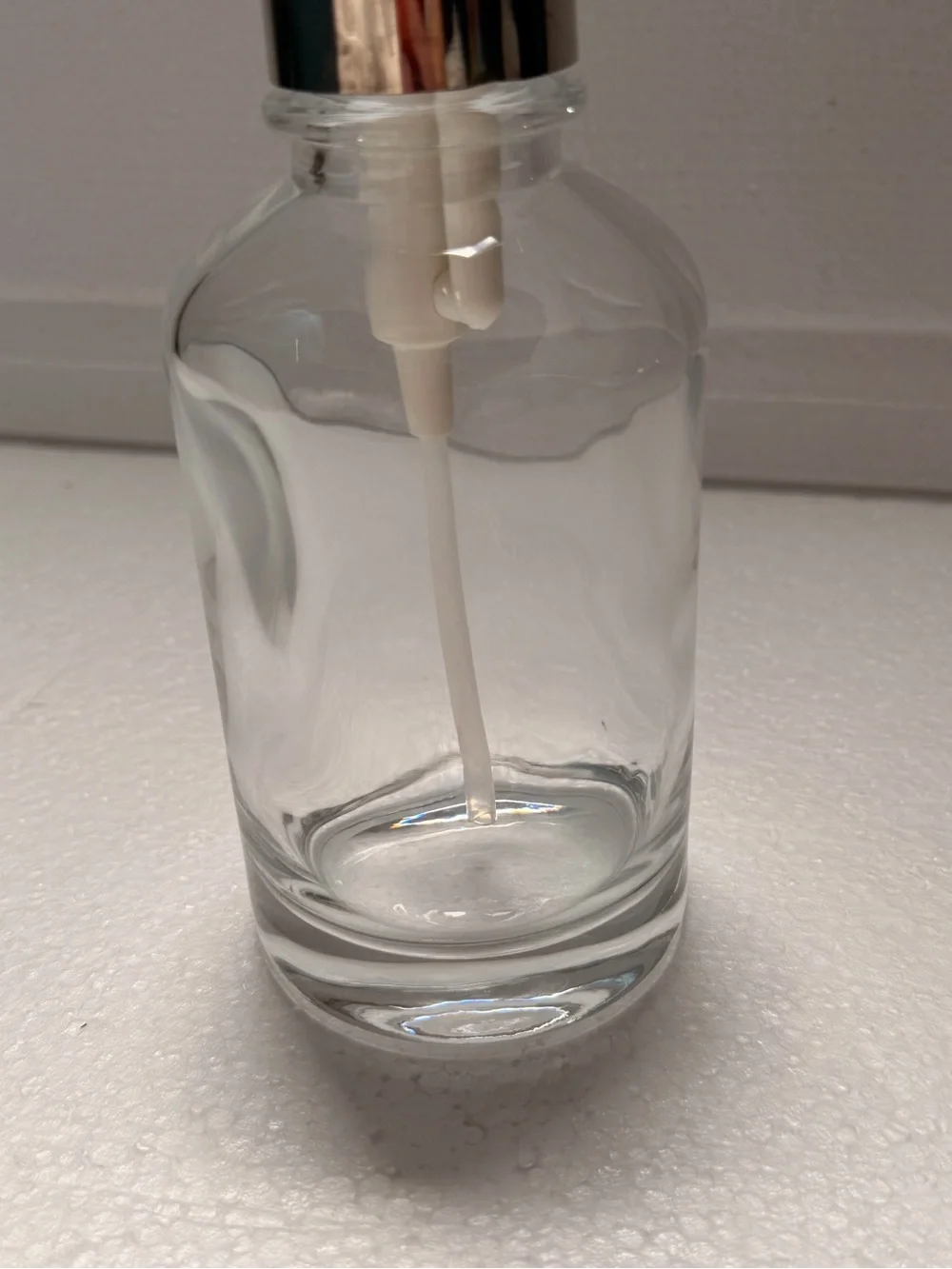 Clear Glass Pump Bottle with Silver Dispenser - Clear